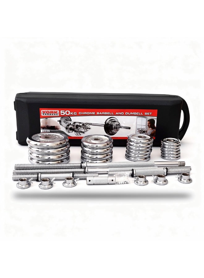 YORK 50 Kg Cast Iron Barbell And Dumbell Set - Image 1